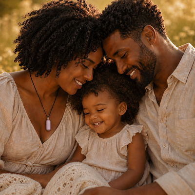 A family sharing a quiet moment together